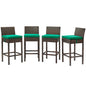 Conduit Bar Stool Outdoor Patio Wicker Rattan Set of 4, Fabric Rattan Wicker, Brown Green, 17529