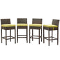 Conduit Bar Stool Outdoor Patio Wicker Rattan Set of 4, Fabric Rattan Wicker, Brown Green, 17534