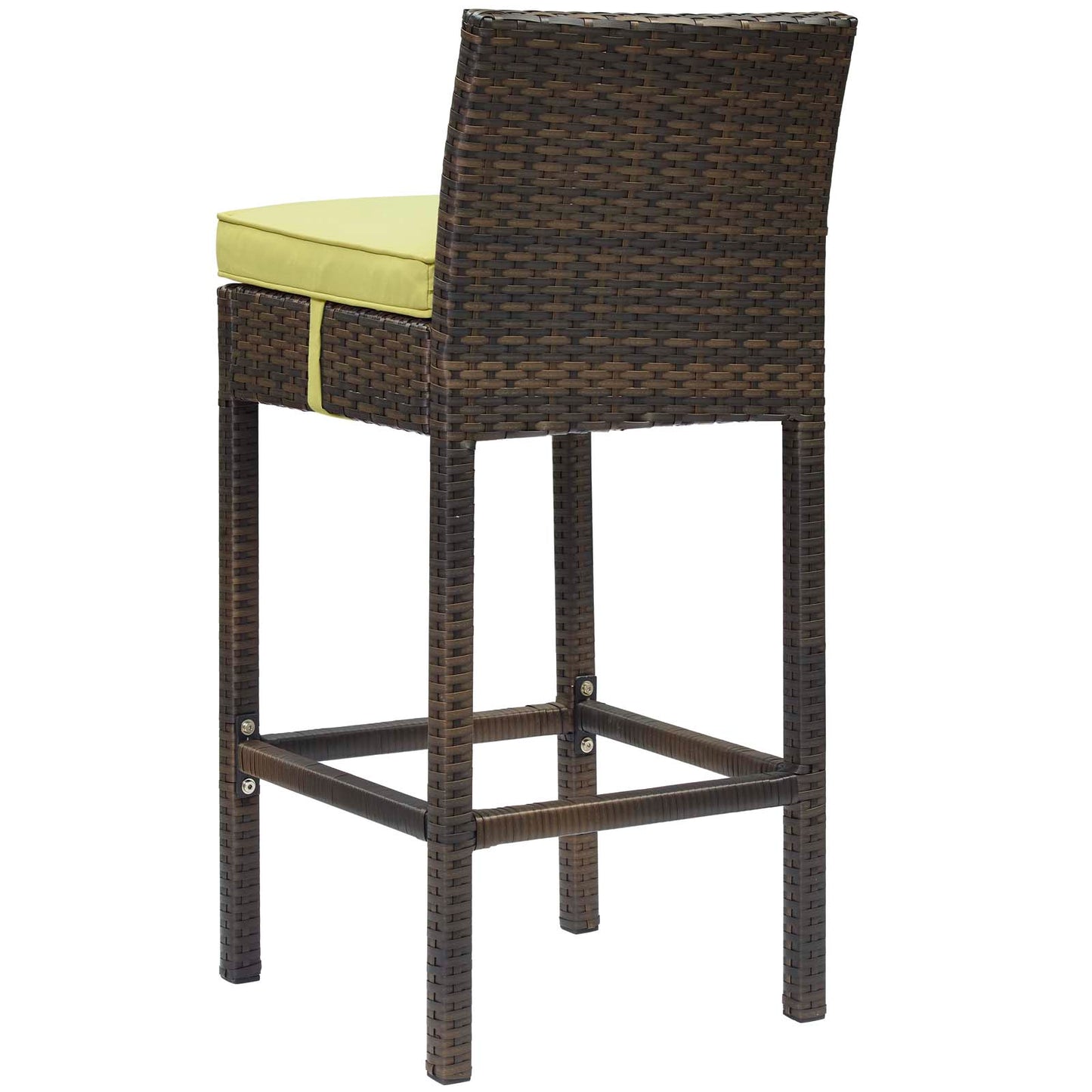 Conduit Bar Stool Outdoor Patio Wicker Rattan Set of 4, Fabric Rattan Wicker, Brown Green, 17534