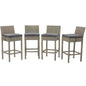 Conduit Bar Stool Outdoor Patio Wicker Rattan Set of 4, Fabric Rattan Wicker, Dark Grey Gray, 17539