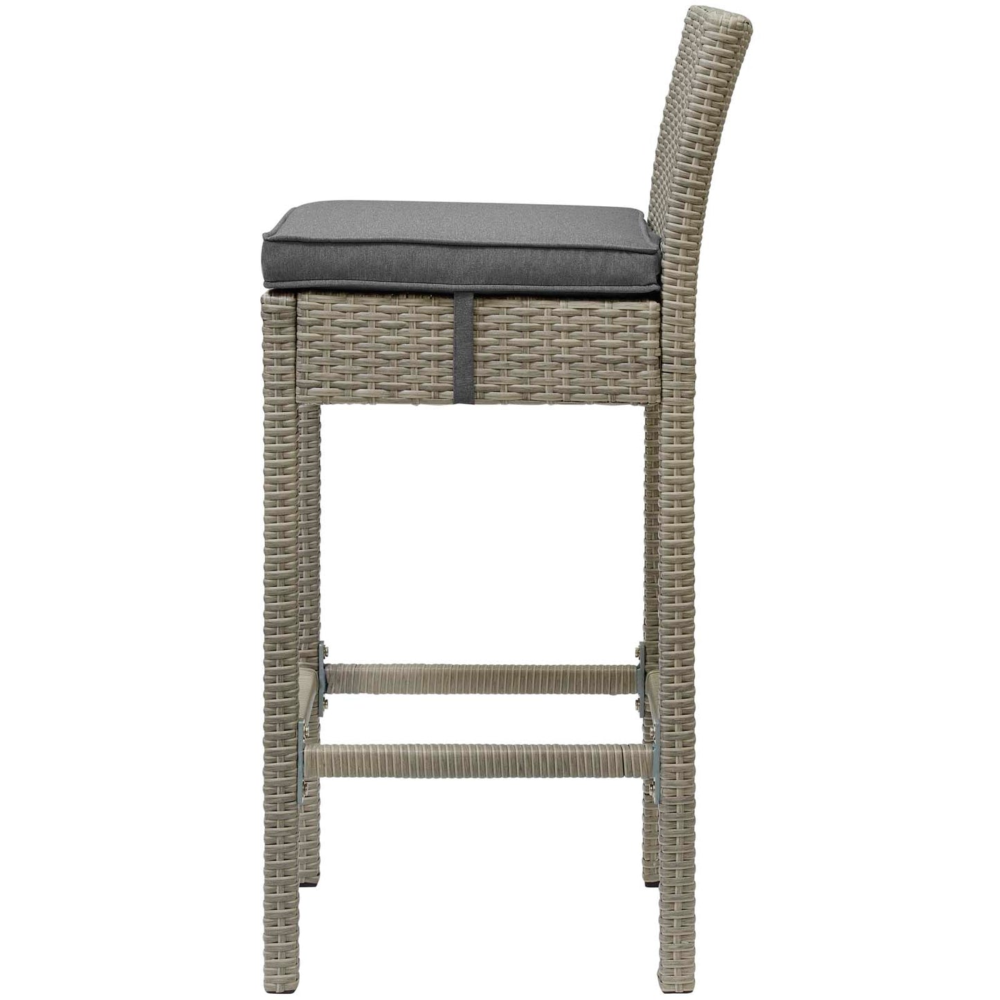 Conduit Bar Stool Outdoor Patio Wicker Rattan Set of 4, Fabric Rattan Wicker, Dark Grey Gray, 17539