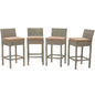 Conduit Bar Stool Outdoor Patio Wicker Rattan Set of 4, Fabric Rattan Wicker, Light Brown, 17543
