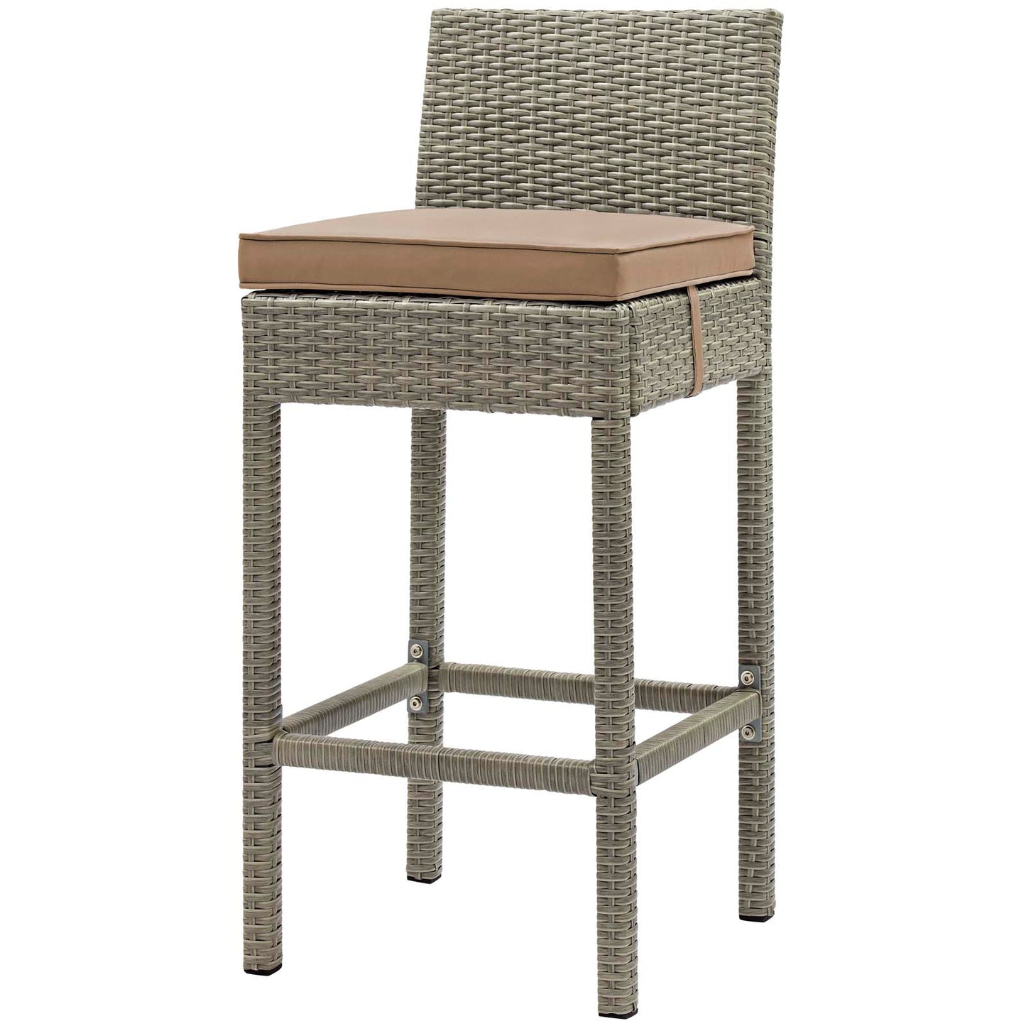 Conduit Bar Stool Outdoor Patio Wicker Rattan Set of 4, Fabric Rattan Wicker, Light Brown, 17543