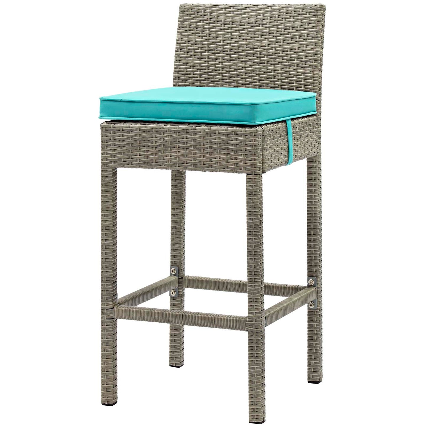 Conduit Bar Stool Outdoor Patio Wicker Rattan Set of 4, Fabric Rattan Wicker, Blue, 17548