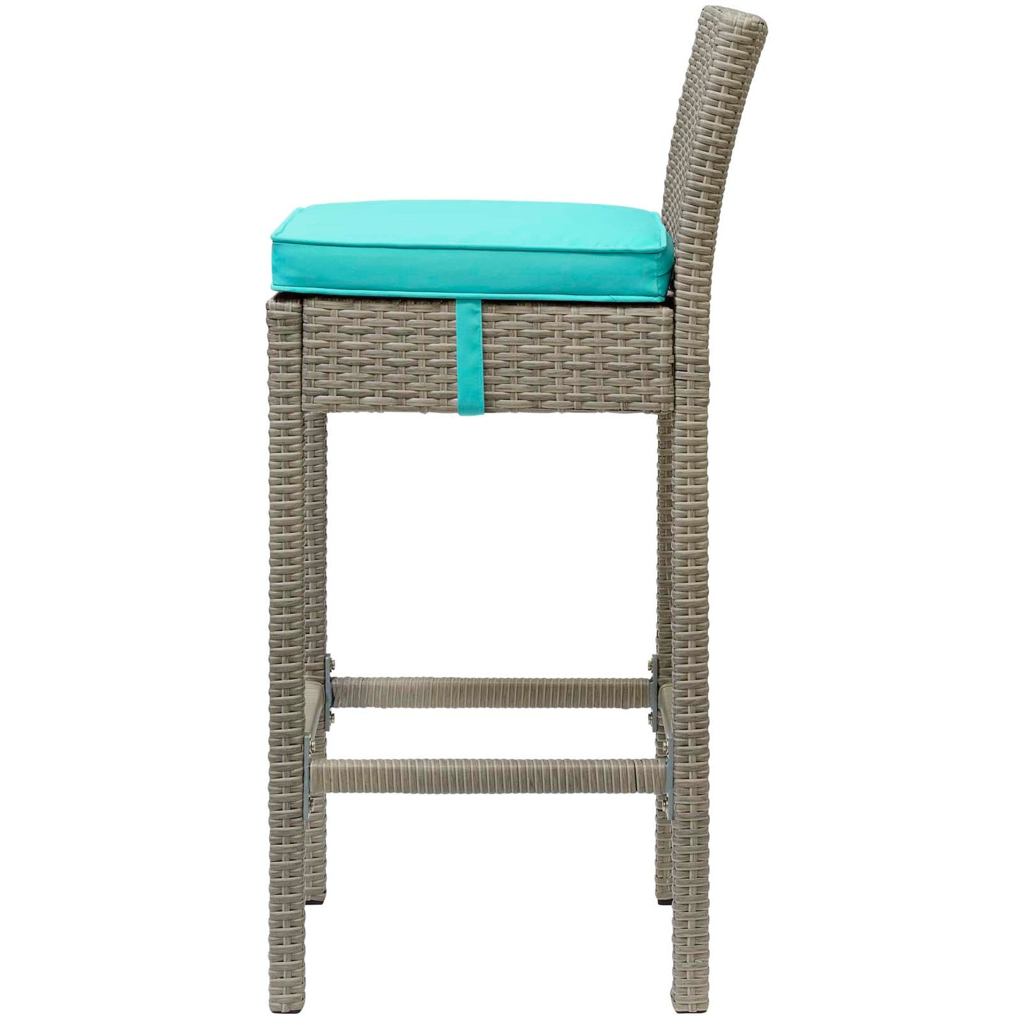 Conduit Bar Stool Outdoor Patio Wicker Rattan Set of 4, Fabric Rattan Wicker, Blue, 17548