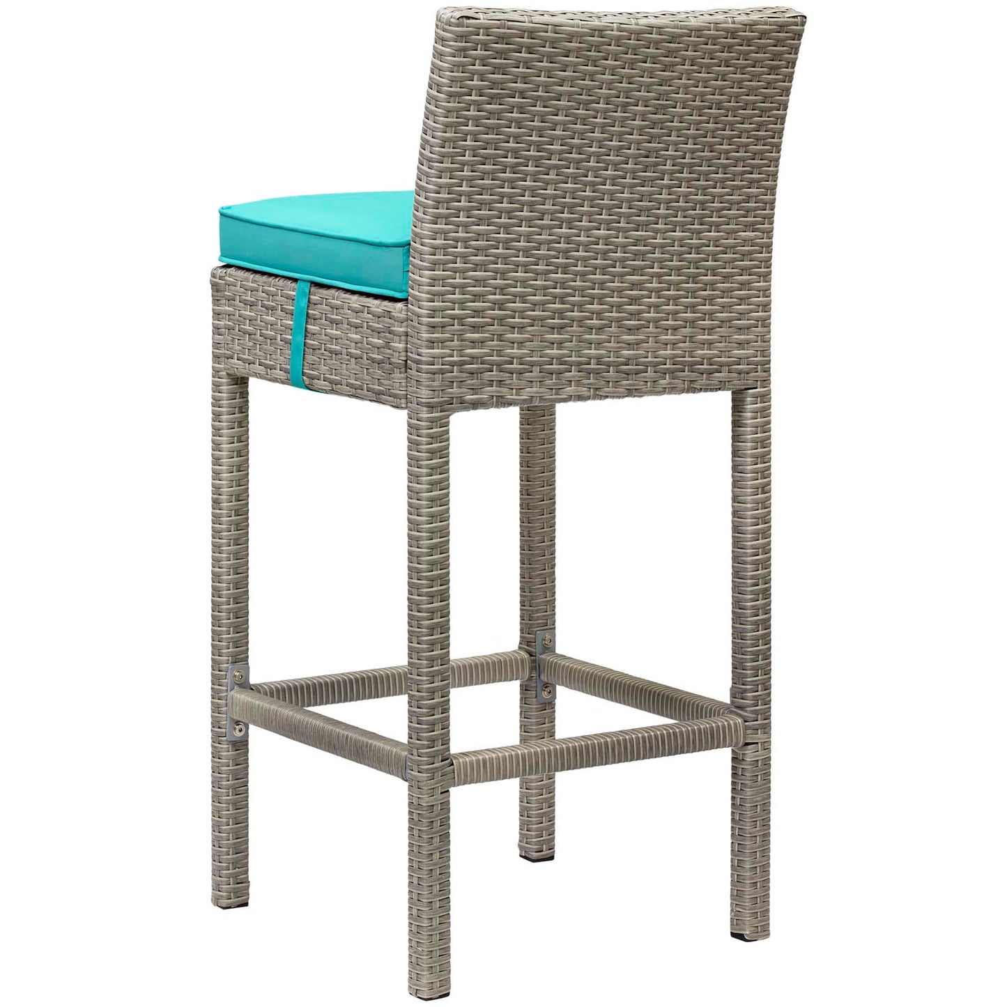 Conduit Bar Stool Outdoor Patio Wicker Rattan Set of 4, Fabric Rattan Wicker, Blue, 17548