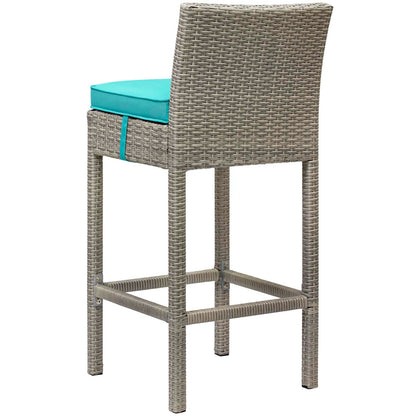 Conduit Bar Stool Outdoor Patio Wicker Rattan Set of 4, Fabric Rattan Wicker, Blue, 17548