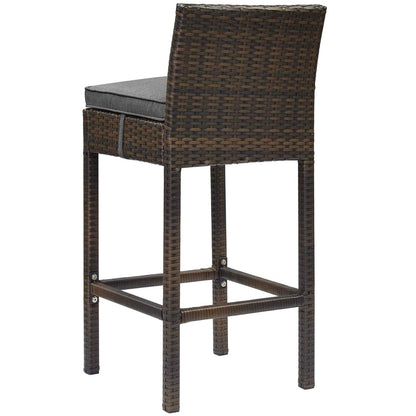 Conduit Bar Stool Outdoor Patio Wicker Rattan Set of 2, Fabric Rattan Wicker, Brown Gray Grey, 17551