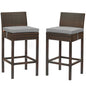 Conduit Bar Stool Outdoor Patio Wicker Rattan Set of 2, Fabric Rattan Wicker, Brown Gray Grey, 17554