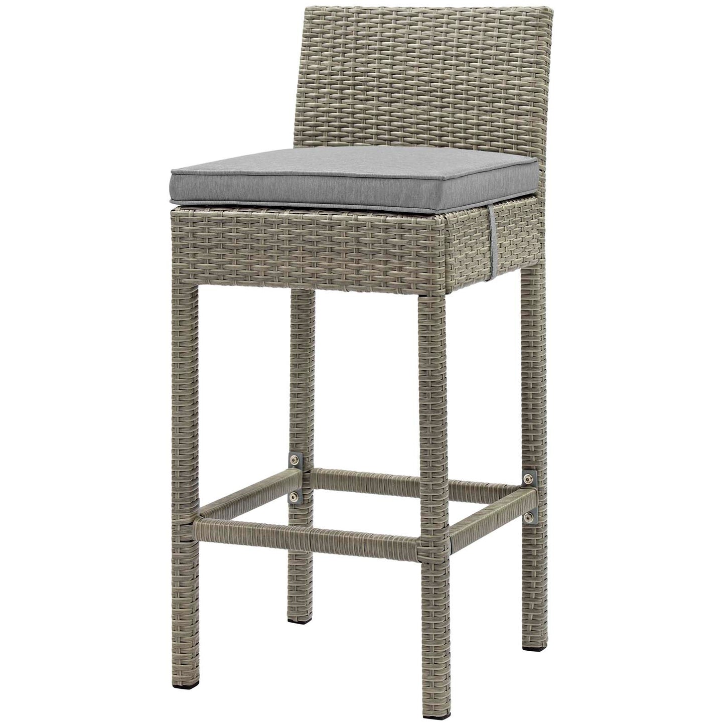 Conduit Bar Stool Outdoor Patio Wicker Rattan Set of 2, Fabric Rattan Wicker, Grey Gray, 17566