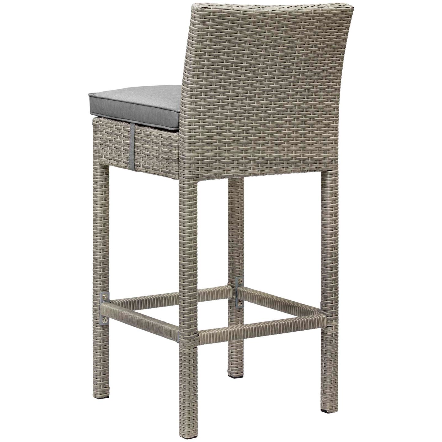 Conduit Bar Stool Outdoor Patio Wicker Rattan Set of 2, Fabric Rattan Wicker, Grey Gray, 17566