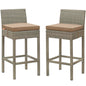 Conduit Bar Stool Outdoor Patio Wicker Rattan Set of 2, Fabric Rattan Wicker, Light Brown, 17567