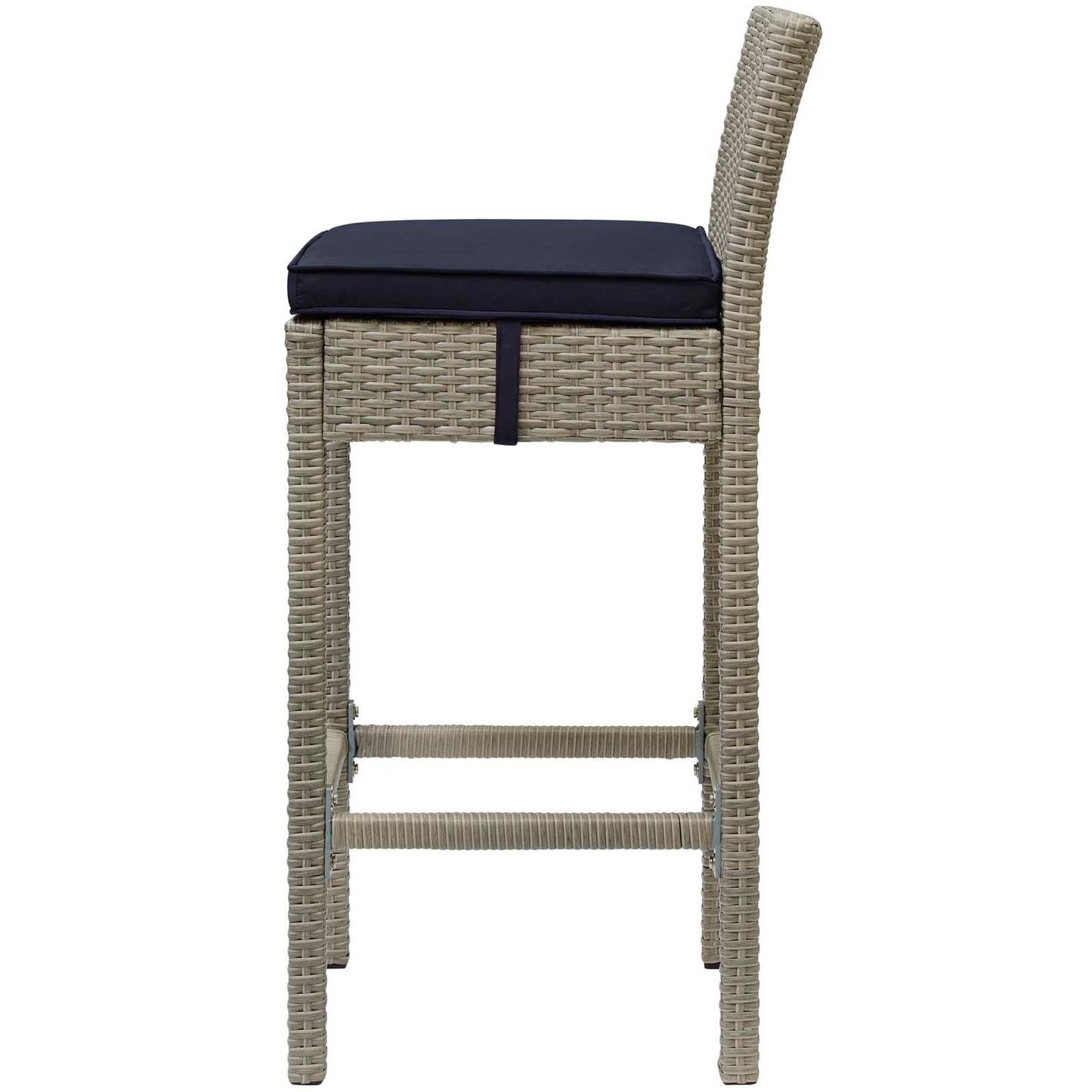Conduit Bar Stool Outdoor Patio Wicker Rattan Set of 2, Fabric Rattan Wicker, Navy Blue, 17568