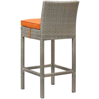 Conduit Bar Stool Outdoor Patio Wicker Rattan Set of 2, Fabric Rattan Wicker, Orange, 17569