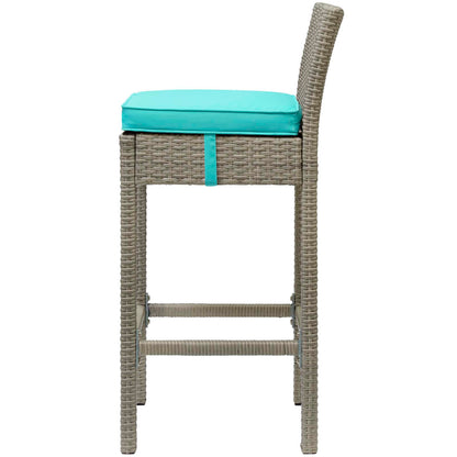 Conduit Bar Stool Outdoor Patio Wicker Rattan Set of 2, Fabric Rattan Wicker, Blue, 17572