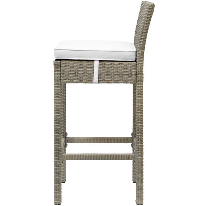Conduit Bar Stool Outdoor Patio Wicker Rattan Set of 2, Fabric Rattan Wicker, White, 17573