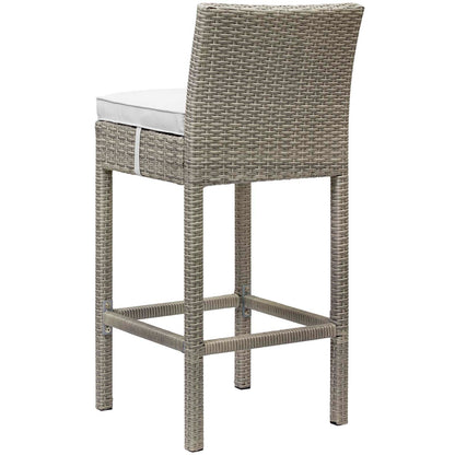 Conduit Bar Stool Outdoor Patio Wicker Rattan Set of 2, Fabric Rattan Wicker, White, 17573