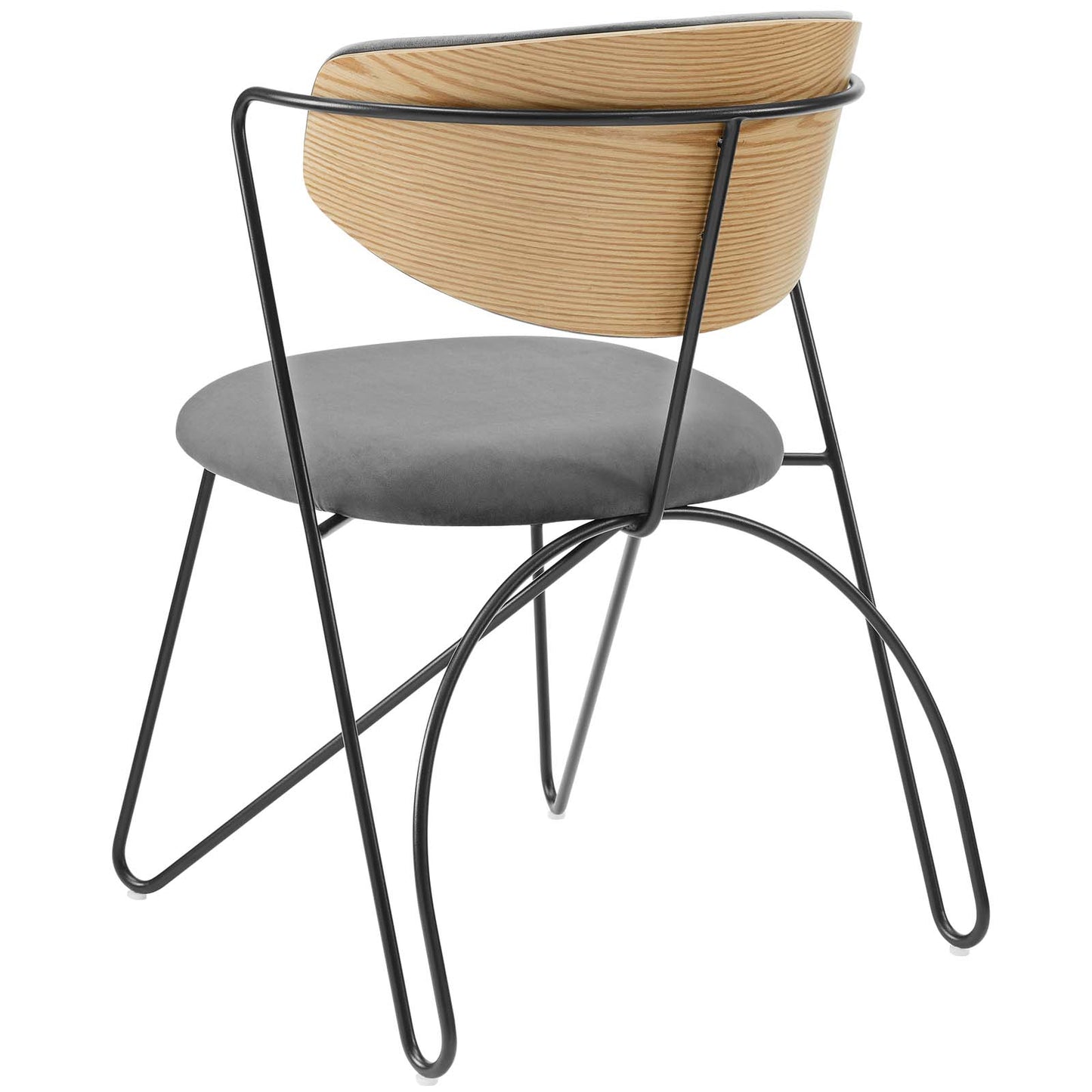 Prevail Black Frame Dining and Accent Performance Velvet Chair, Velvet Fabric Steel Metal, Black Grey Gray, 17574