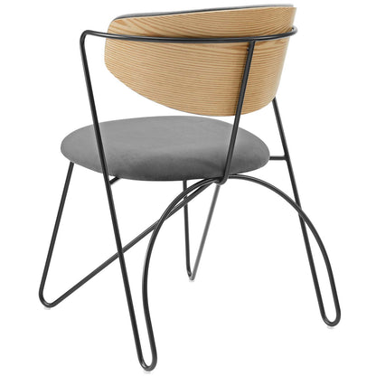 Prevail Black Frame Dining and Accent Performance Velvet Chair, Velvet Fabric Steel Metal, Black Grey Gray, 17574