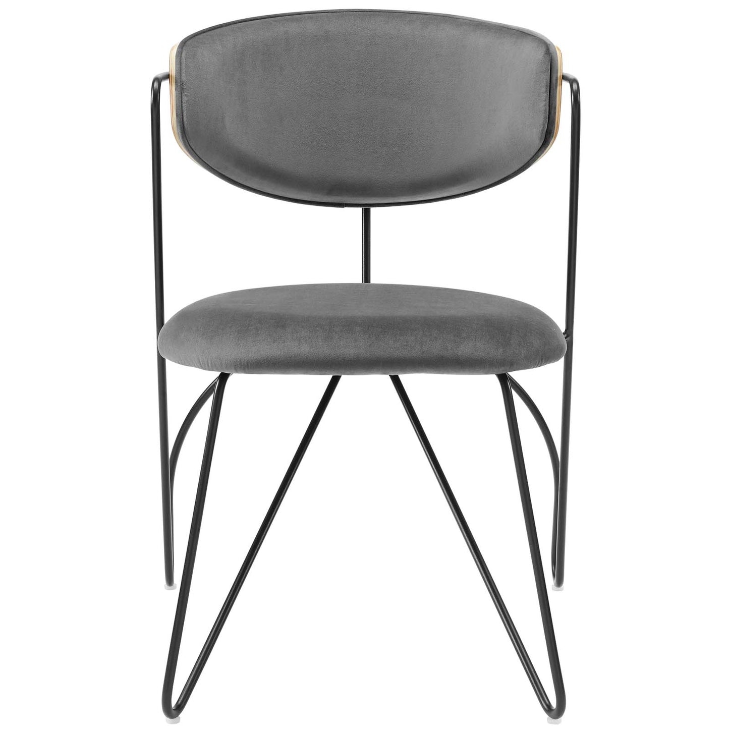 Prevail Black Frame Dining and Accent Performance Velvet Chair, Velvet Fabric Steel Metal, Black Grey Gray, 17574