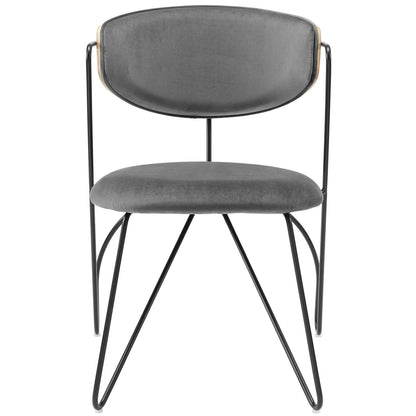 Prevail Black Frame Dining and Accent Performance Velvet Chair, Velvet Fabric Steel Metal, Black Grey Gray, 17574