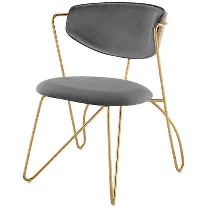 Prevail Gold Stainless Steel Dining and Accent Performance Velvet Chair, Velvet Fabric Steel Metal, Gold Grey Gray, 17575