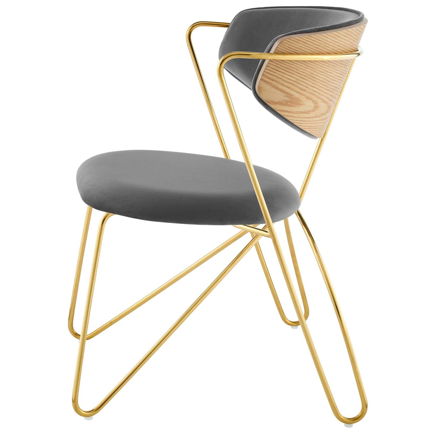 Prevail Gold Stainless Steel Dining and Accent Performance Velvet Chair, Velvet Fabric Steel Metal, Gold Grey Gray, 17575