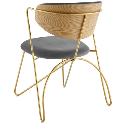 Prevail Gold Stainless Steel Dining and Accent Performance Velvet Chair, Velvet Fabric Steel Metal, Gold Grey Gray, 17575