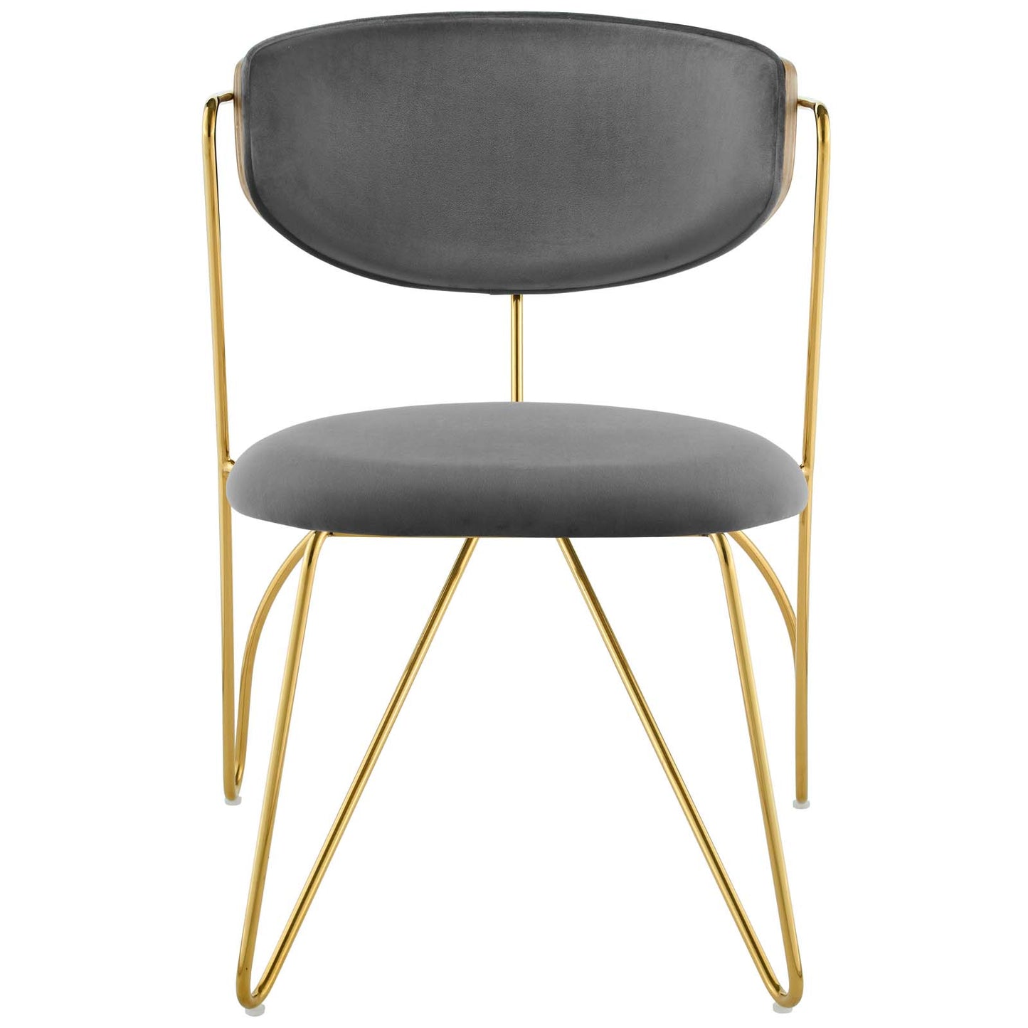 Prevail Gold Stainless Steel Dining and Accent Performance Velvet Chair, Velvet Fabric Steel Metal, Gold Grey Gray, 17575