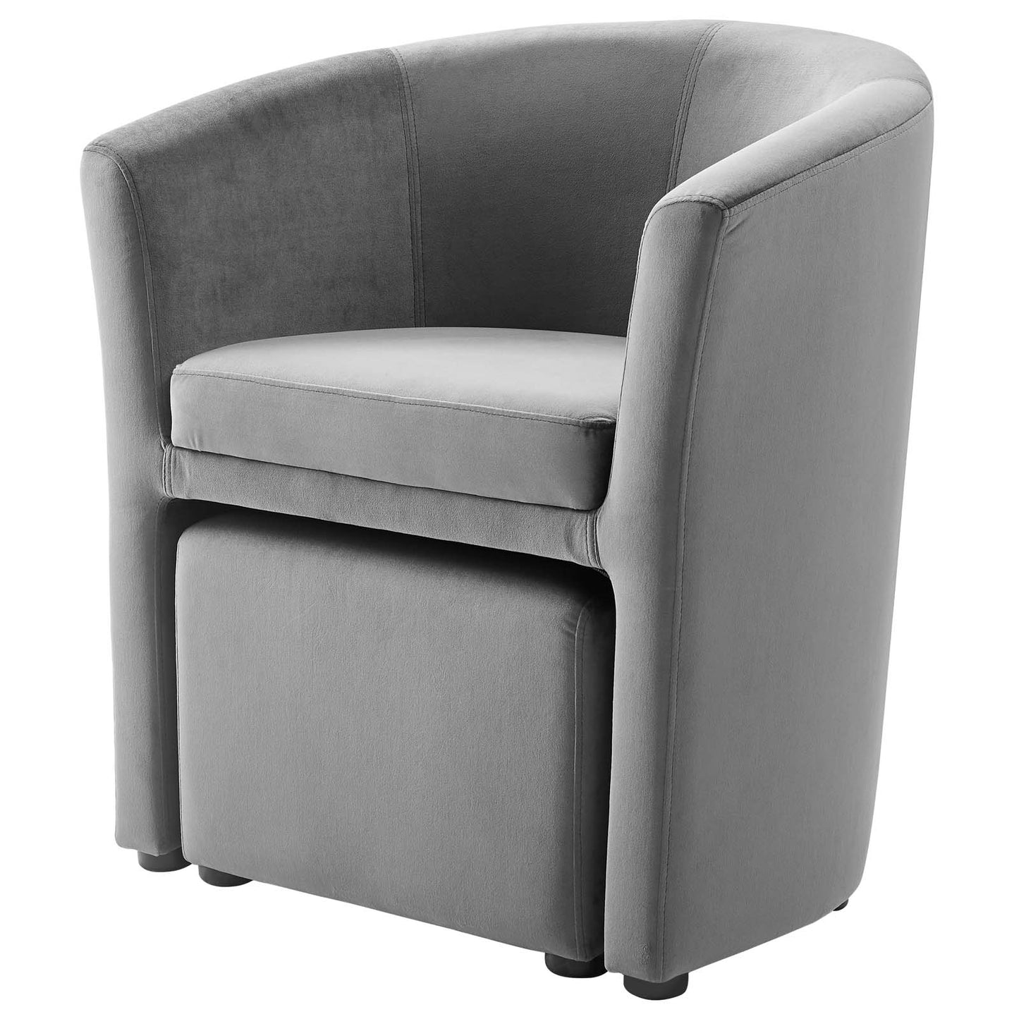 Divulge Performance Velvet Arm Chair and Ottoman Set, Velvet Fabric, Grey Gray, 18006