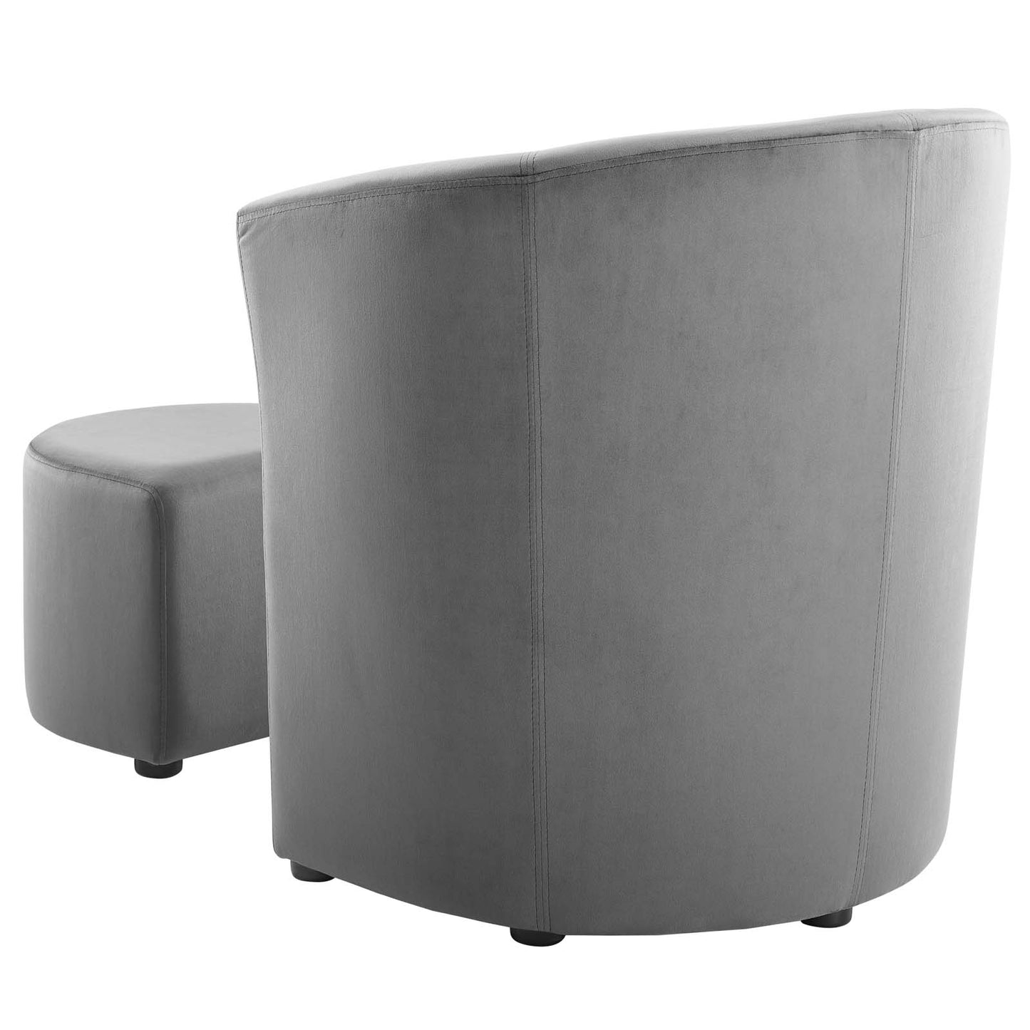 Divulge Performance Velvet Arm Chair and Ottoman Set, Velvet Fabric, Grey Gray, 18006