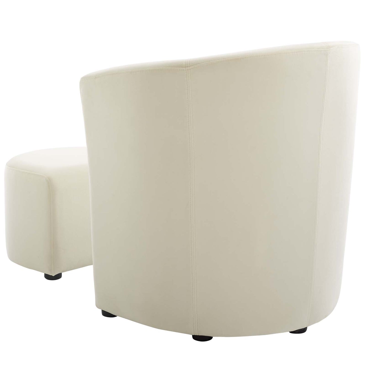 Divulge Performance Velvet Arm Chair and Ottoman Set, Velvet Fabric, Ivory White, 18007
