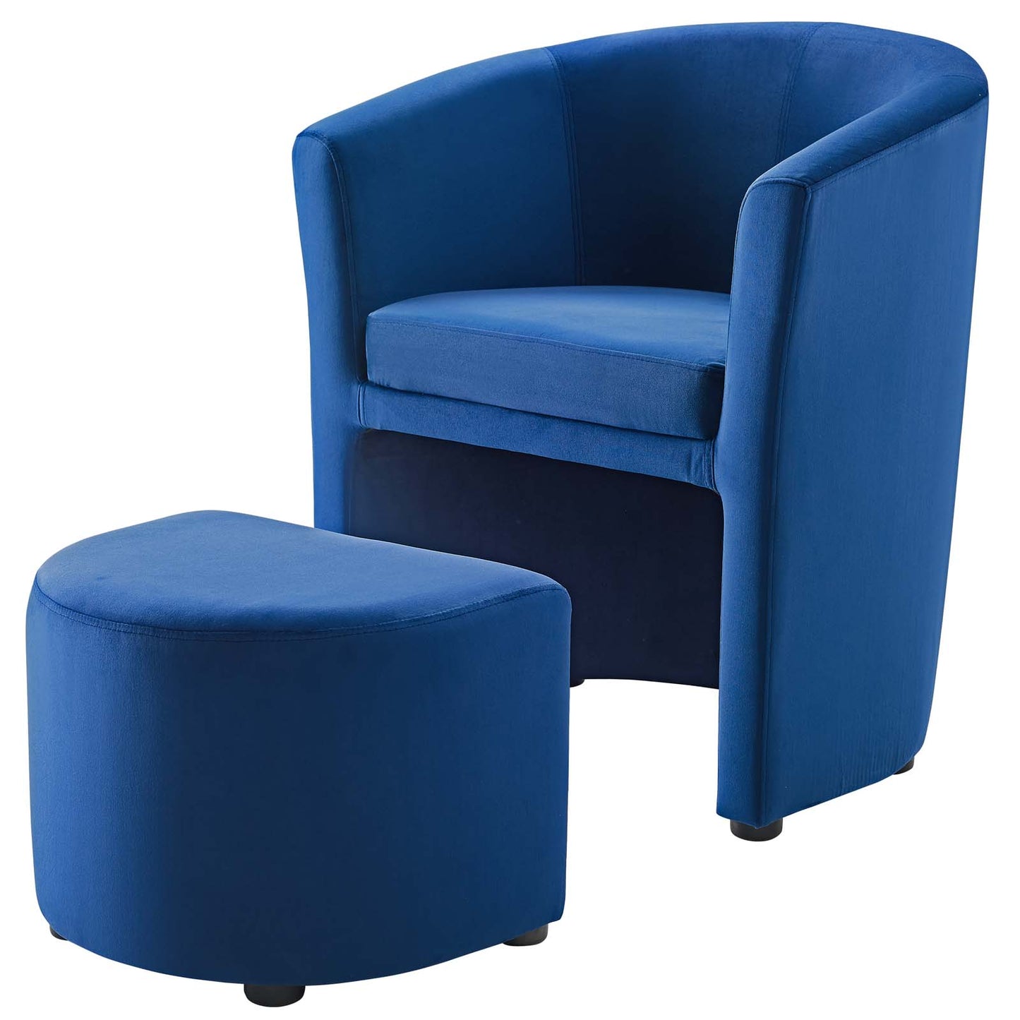 Divulge Performance Velvet Arm Chair and Ottoman Set, Velvet Fabric, Navy Blue, 18008