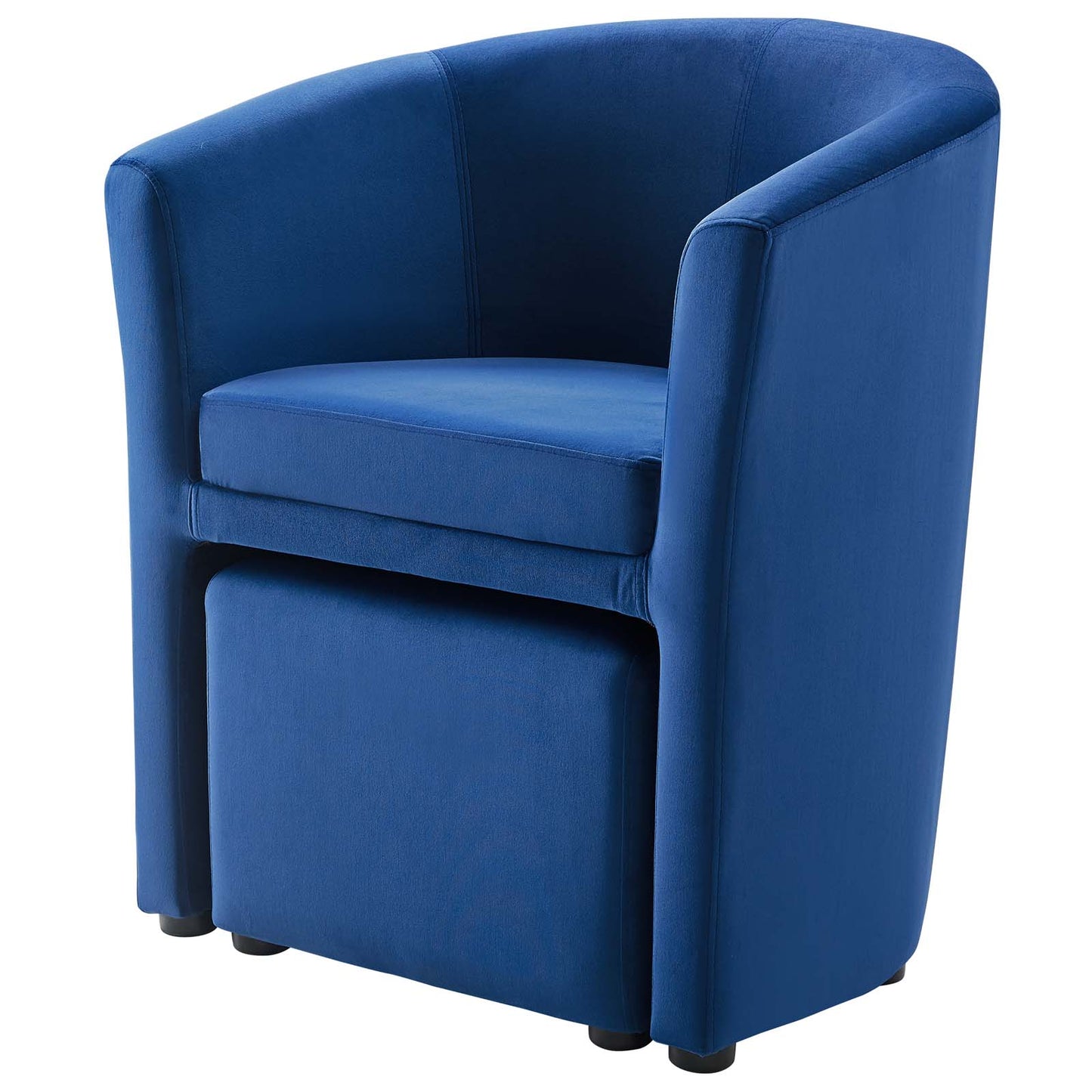 Divulge Performance Velvet Arm Chair and Ottoman Set, Velvet Fabric, Navy Blue, 18008
