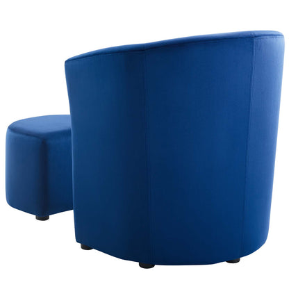 Divulge Performance Velvet Arm Chair and Ottoman Set, Velvet Fabric, Navy Blue, 18008