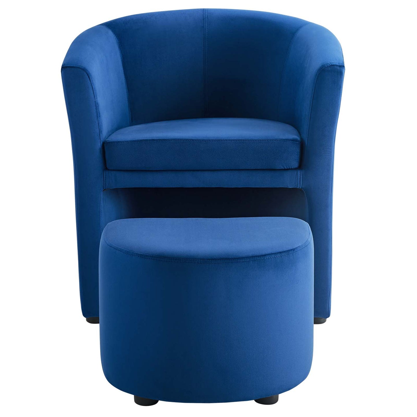 Divulge Performance Velvet Arm Chair and Ottoman Set, Velvet Fabric, Navy Blue, 18008
