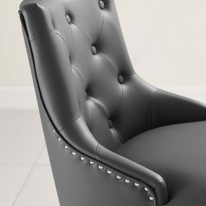 Regent Tufted Button Swivel Faux Leather Office Chair, Faux Vinyl Leather Aluminum, Grey Gray, 17857