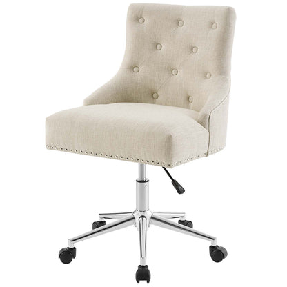 Regent Tufted Button Swivel Upholstered Fabric Office Chair, Fabric Aluminum, Beige, 17861
