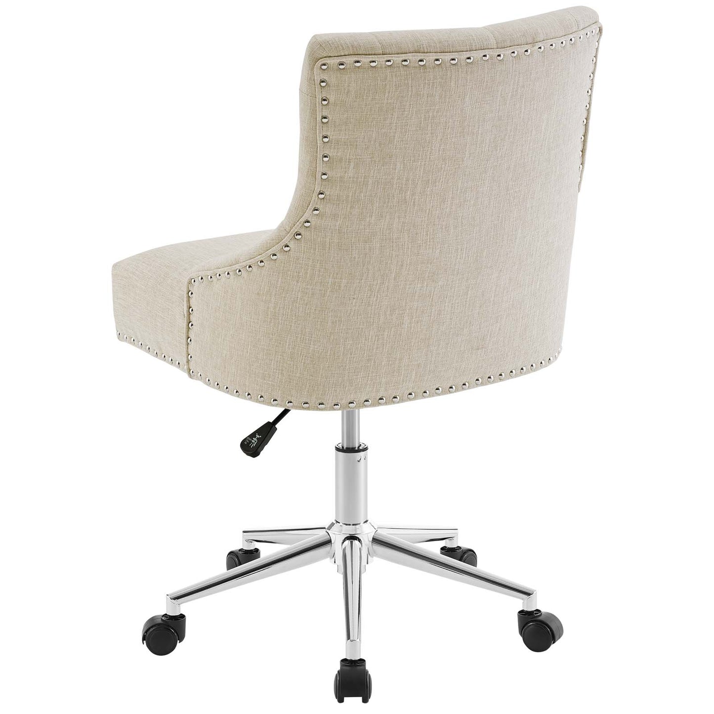 Regent Tufted Button Swivel Upholstered Fabric Office Chair, Fabric Aluminum, Beige, 17861