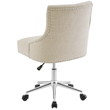 Regent Tufted Button Swivel Upholstered Fabric Office Chair, Fabric Aluminum, Beige, 17861