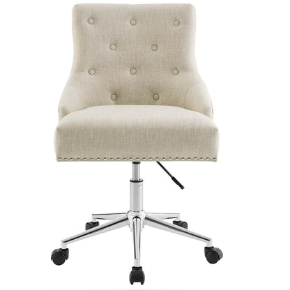 Regent Tufted Button Swivel Upholstered Fabric Office Chair, Fabric Aluminum, Beige, 17861