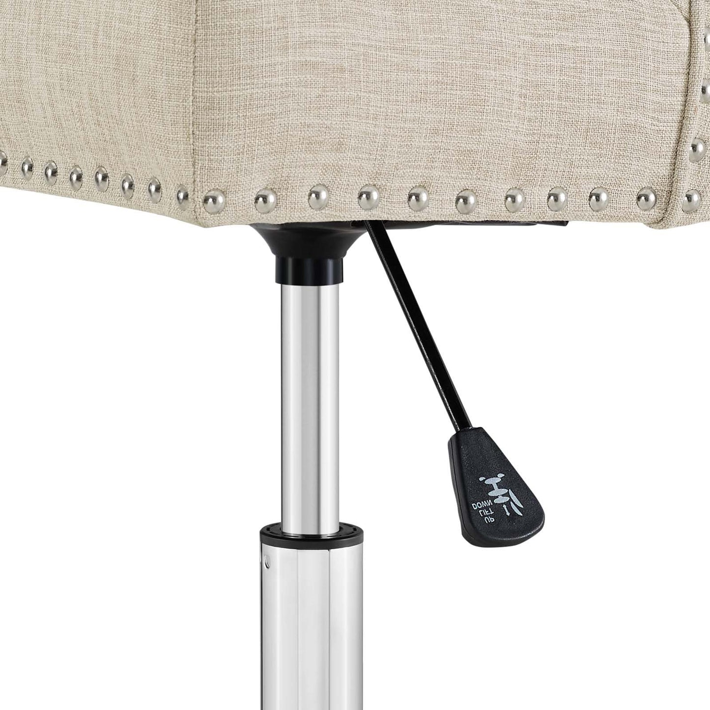 Regent Tufted Button Swivel Upholstered Fabric Office Chair, Fabric Aluminum, Beige, 17861