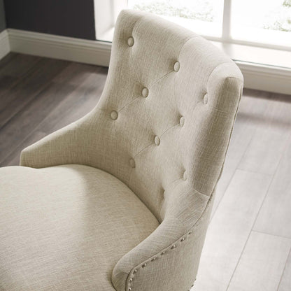 Regent Tufted Button Swivel Upholstered Fabric Office Chair, Fabric Aluminum, Beige, 17861