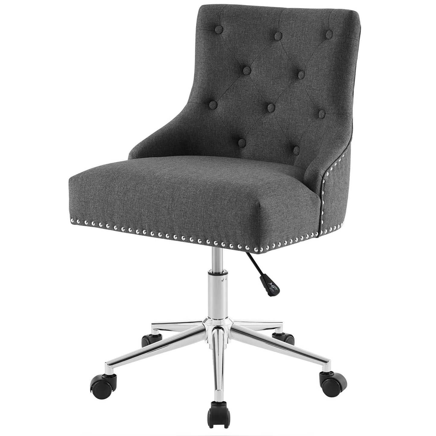 Regent Tufted Button Swivel Upholstered Fabric Office Chair, Fabric Aluminum, Grey Gray, 17862