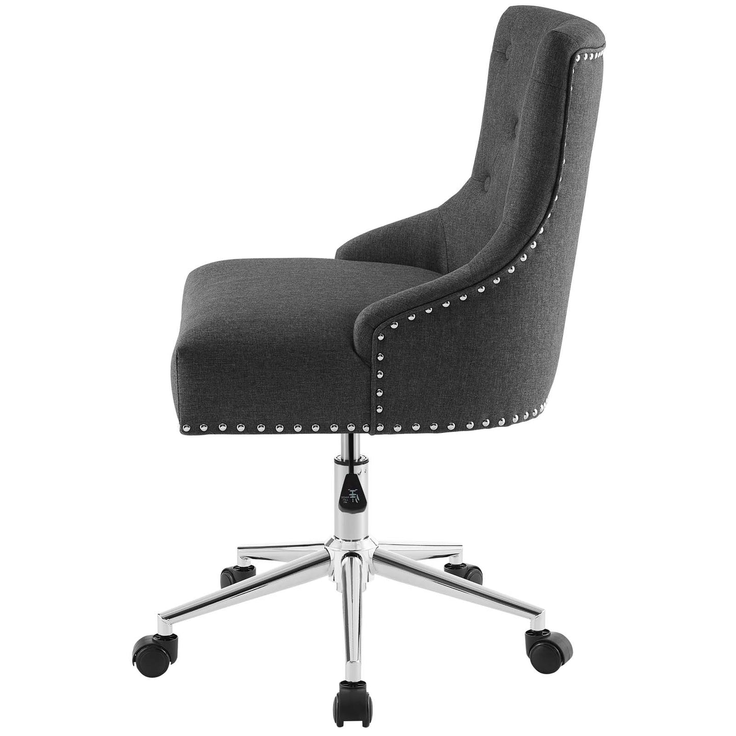 Regent Tufted Button Swivel Upholstered Fabric Office Chair, Fabric Aluminum, Grey Gray, 17862