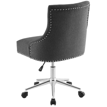 Regent Tufted Button Swivel Upholstered Fabric Office Chair, Fabric Aluminum, Grey Gray, 17862