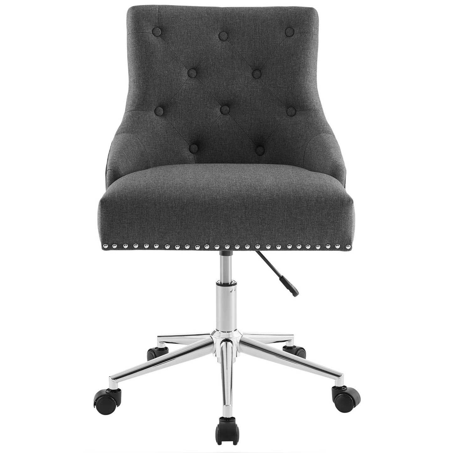 Regent Tufted Button Swivel Upholstered Fabric Office Chair, Fabric Aluminum, Grey Gray, 17862