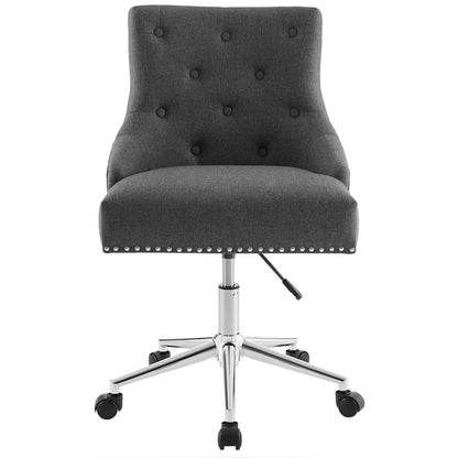 Regent Tufted Button Swivel Upholstered Fabric Office Chair, Fabric Aluminum, Grey Gray, 17862