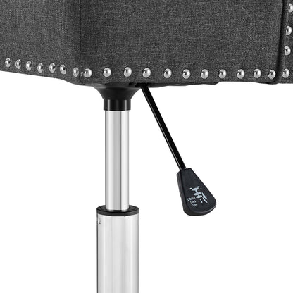 Regent Tufted Button Swivel Upholstered Fabric Office Chair, Fabric Aluminum, Grey Gray, 17862