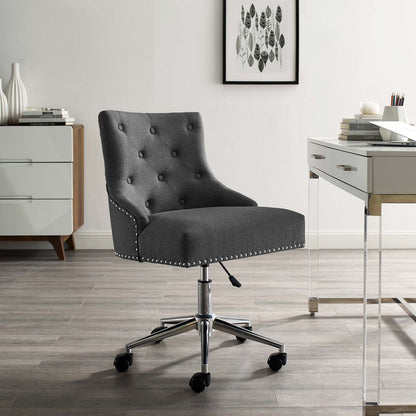Regent Tufted Button Swivel Upholstered Fabric Office Chair, Fabric Aluminum, Grey Gray, 17862
